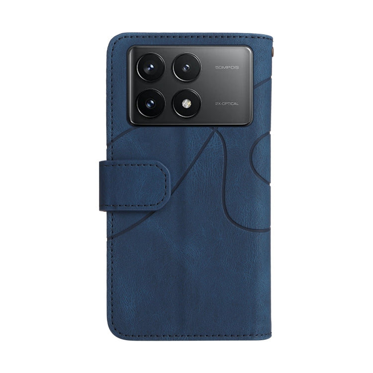 For Redmi K70 Dual-color 9 Card Slots Zipper Wallet Leather Phone Case(Blue)