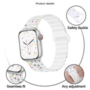 For Apple Watch Series 10 46mm Colorful Dots Magnetic Silicone Watch Band(White)