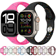 For Apple Watch Series 10 46mm Slim Style Colorful Dots Silicone Watch Band(Pink)