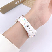 For Apple Watch Series 10 46mm Slim Style Colorful Dots Silicone Watch Band(Pink)