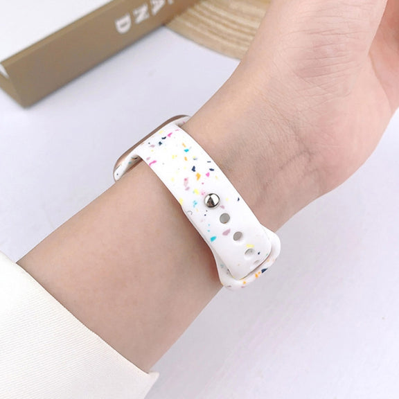 For Apple Watch Series 10 46mm Slim Style Colorful Dots Silicone Watch Band(Pink)