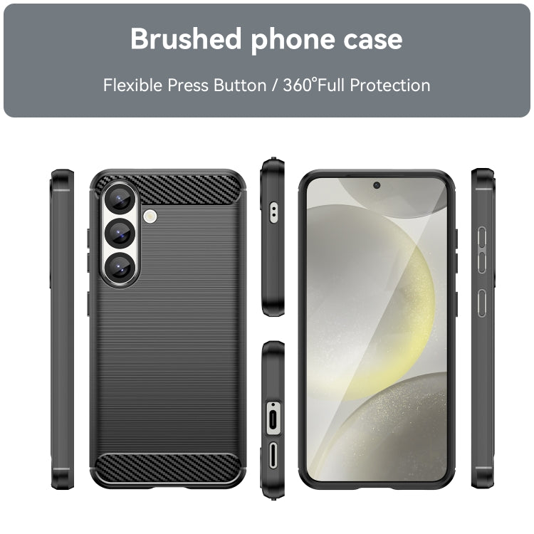 For Samsung Galaxy S25 5G Carbon Fiber Brushed Texture TPU Phone Case(Black)