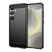 For Samsung Galaxy S25 5G Carbon Fiber Brushed Texture TPU Phone Case(Black)