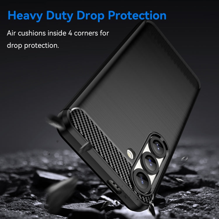 For Samsung Galaxy S25 5G Carbon Fiber Brushed Texture TPU Phone Case(Black)