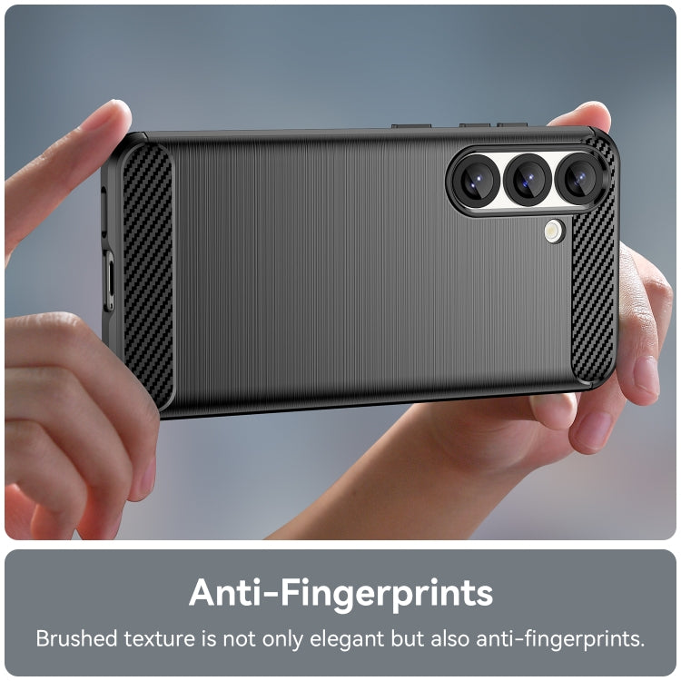 For Samsung Galaxy S25 5G Carbon Fiber Brushed Texture TPU Phone Case(Black)