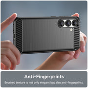 For Samsung Galaxy S25 5G Carbon Fiber Brushed Texture TPU Phone Case(Black)