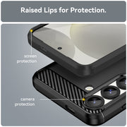 For Samsung Galaxy S25 5G Carbon Fiber Brushed Texture TPU Phone Case(Black)