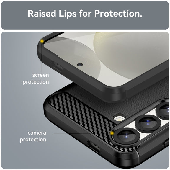 For Samsung Galaxy S25 5G Carbon Fiber Brushed Texture TPU Phone Case(Black)