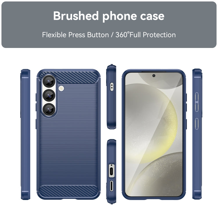 For Samsung Galaxy S25 5G Carbon Fiber Brushed Texture TPU Phone Case(Blue)