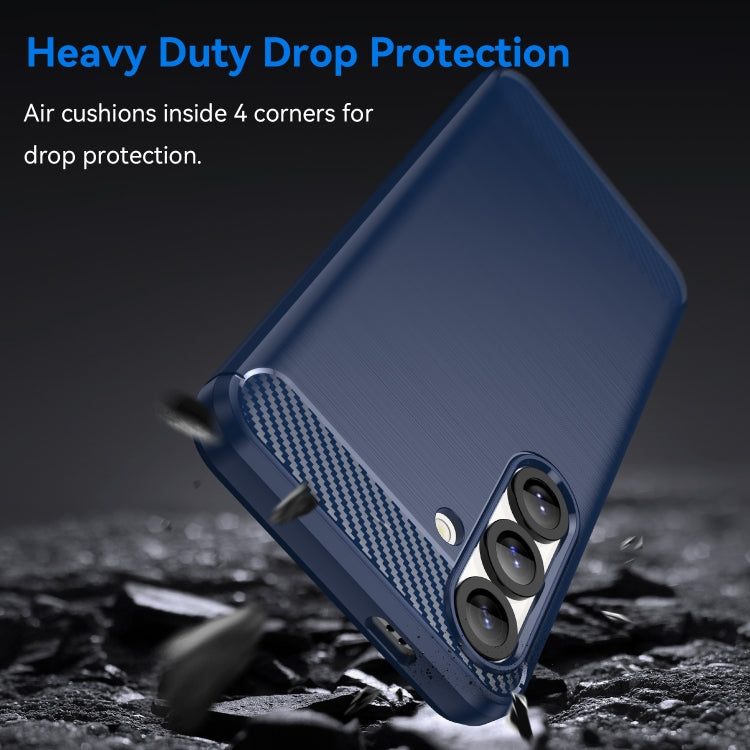 For Samsung Galaxy S25 5G Carbon Fiber Brushed Texture TPU Phone Case(Blue)