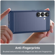 For Samsung Galaxy S25 5G Carbon Fiber Brushed Texture TPU Phone Case(Blue)