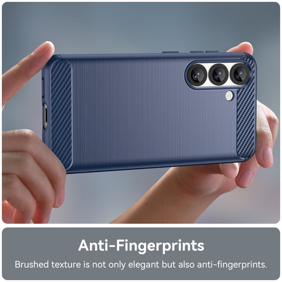 For Samsung Galaxy S25 5G Carbon Fiber Brushed Texture TPU Phone Case(Blue)