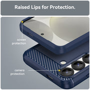 For Samsung Galaxy S25 5G Carbon Fiber Brushed Texture TPU Phone Case(Blue)