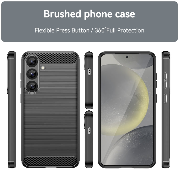 For Samsung Galaxy S25+ 5G Carbon Fiber Brushed Texture TPU Phone Case(Black)
