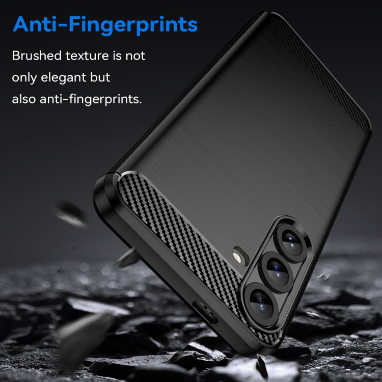 For Samsung Galaxy S25+ 5G Carbon Fiber Brushed Texture TPU Phone Case(Black)