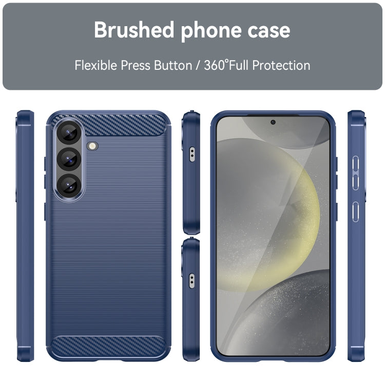 For Samsung Galaxy S25+ 5G Carbon Fiber Brushed Texture TPU Phone Case(Blue)