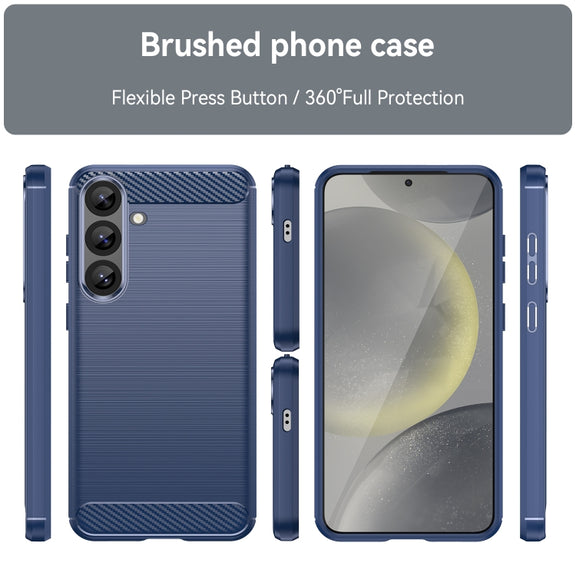 For Samsung Galaxy S25+ 5G Carbon Fiber Brushed Texture TPU Phone Case(Blue)