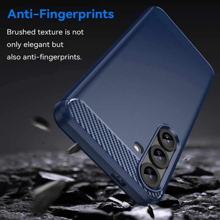 For Samsung Galaxy S25+ 5G Carbon Fiber Brushed Texture TPU Phone Case(Blue)