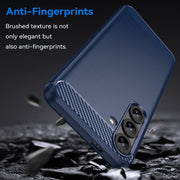 For Samsung Galaxy S25+ 5G Carbon Fiber Brushed Texture TPU Phone Case(Blue)