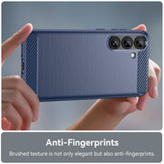 For Samsung Galaxy S25+ 5G Carbon Fiber Brushed Texture TPU Phone Case(Blue)