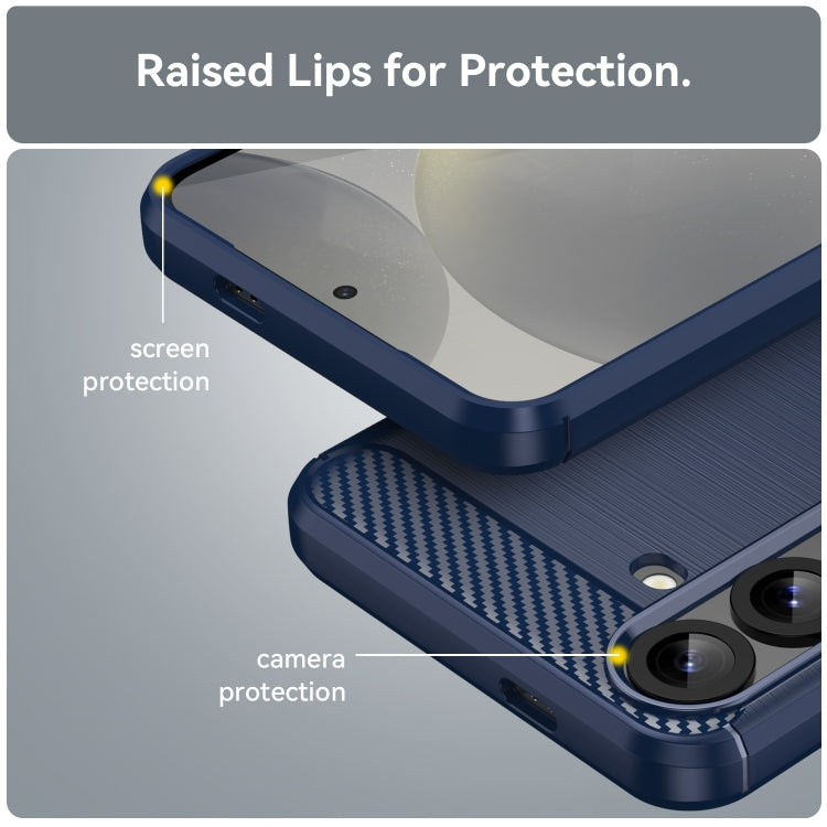 For Samsung Galaxy S25+ 5G Carbon Fiber Brushed Texture TPU Phone Case(Blue)