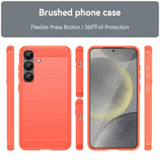 For Samsung Galaxy S25+ 5G Carbon Fiber Brushed Texture TPU Phone Case(Red)