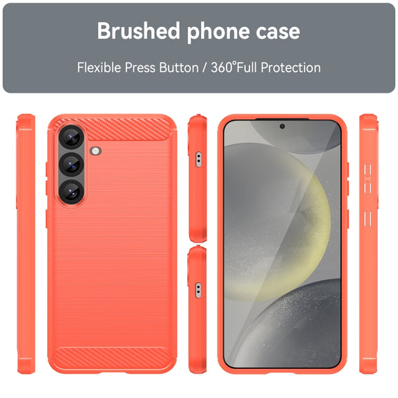 For Samsung Galaxy S25+ 5G Carbon Fiber Brushed Texture TPU Phone Case(Red)