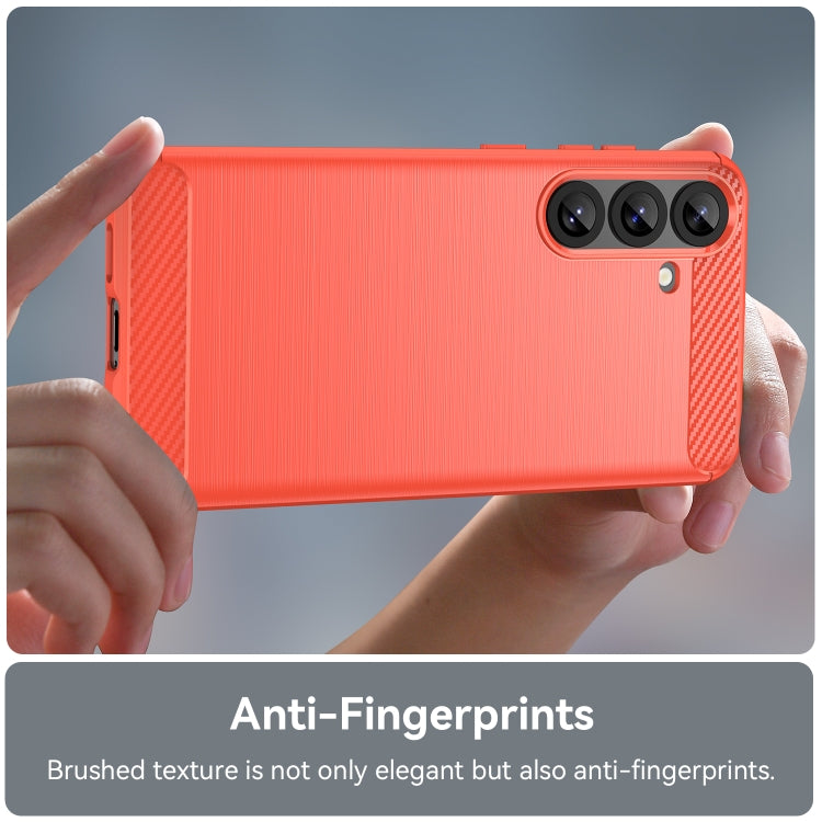 For Samsung Galaxy S25+ 5G Carbon Fiber Brushed Texture TPU Phone Case(Red)