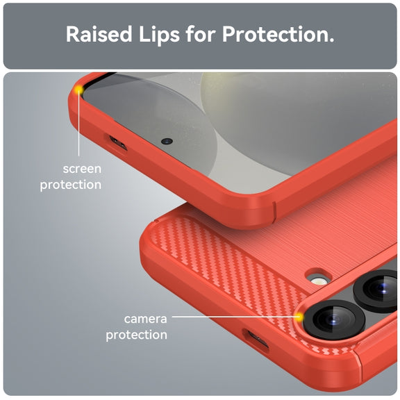 For Samsung Galaxy S25+ 5G Carbon Fiber Brushed Texture TPU Phone Case(Red)