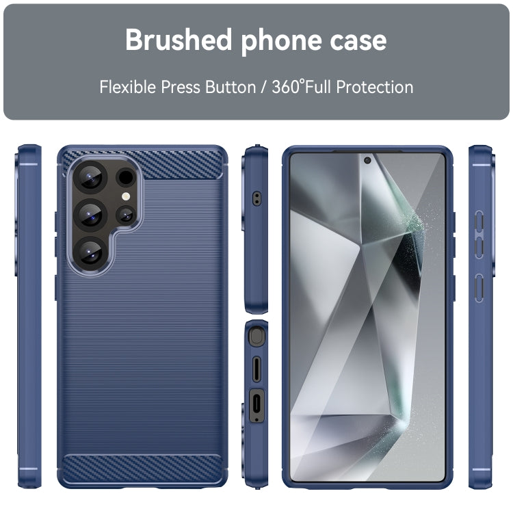 For Samsung Galaxy S25 Ultra 5G Carbon Fiber Brushed Texture TPU Phone Case(Blue)
