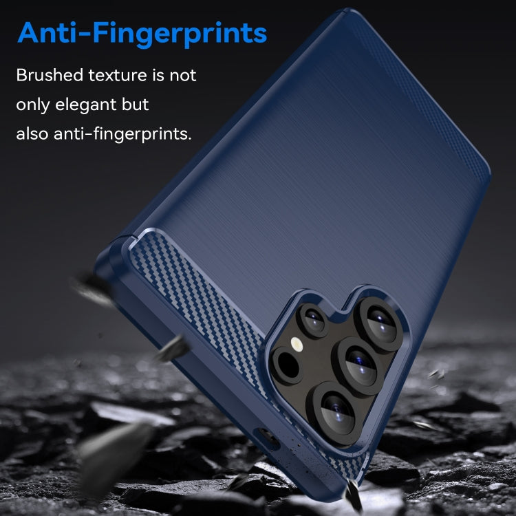 For Samsung Galaxy S25 Ultra 5G Carbon Fiber Brushed Texture TPU Phone Case(Blue)