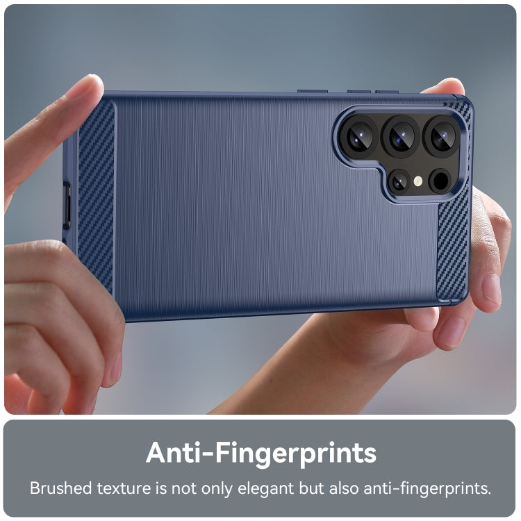 For Samsung Galaxy S25 Ultra 5G Carbon Fiber Brushed Texture TPU Phone Case(Blue)