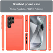 For Samsung Galaxy S25 Ultra 5G Carbon Fiber Brushed Texture TPU Phone Case(Red)