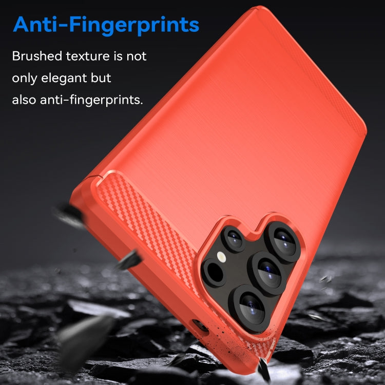 For Samsung Galaxy S25 Ultra 5G Carbon Fiber Brushed Texture TPU Phone Case(Red)
