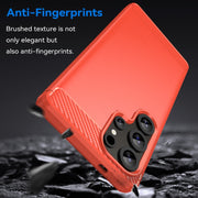 For Samsung Galaxy S25 Ultra 5G Carbon Fiber Brushed Texture TPU Phone Case(Red)