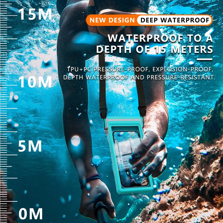 RedPepper 15m Depth Water-resistant Phone Diving Pouch with Suction Cup(Grass Blue)
