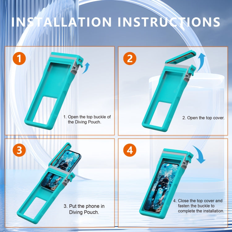 RedPepper 15m Depth Water-resistant Phone Diving Pouch with Suction Cup(Grass Blue)
