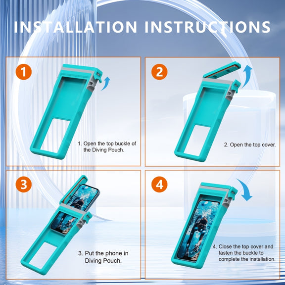 RedPepper 15m Depth Water-resistant Phone Diving Pouch with Suction Cup(Grass Blue)