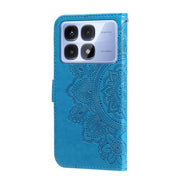 For Redmi K70 Ultra Seven-petal Flowers Embossing Leather Phone Case(Blue)