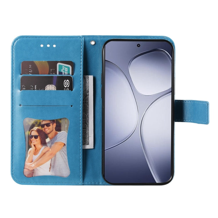 For Redmi K70 Ultra Seven-petal Flowers Embossing Leather Phone Case(Blue)