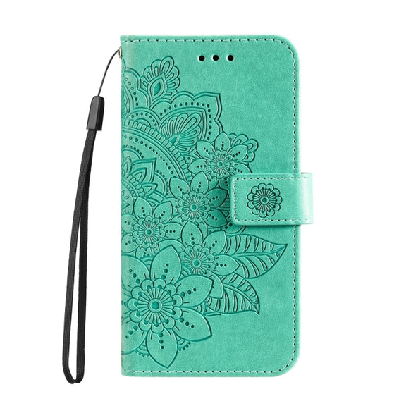 For Redmi K70 Ultra Seven-petal Flowers Embossing Leather Phone Case(Green)