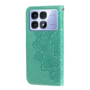 For Redmi K70 Ultra Seven-petal Flowers Embossing Leather Phone Case(Green)