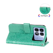 For Redmi K70 Ultra Seven-petal Flowers Embossing Leather Phone Case(Green)