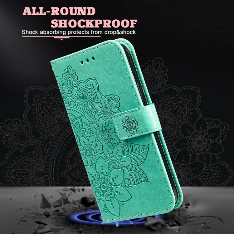For Redmi K70 Ultra Seven-petal Flowers Embossing Leather Phone Case(Green)