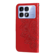 For Redmi K70 Ultra Seven-petal Flowers Embossing Leather Phone Case(Red)
