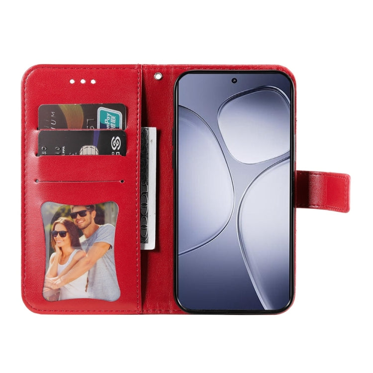 For Redmi K70 Ultra Seven-petal Flowers Embossing Leather Phone Case(Red)