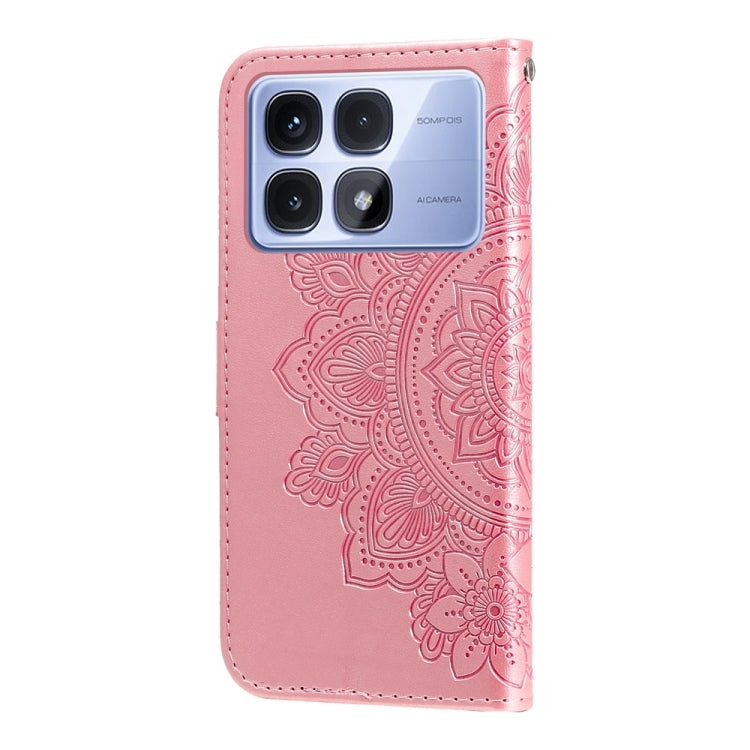 For Redmi K70 Ultra Seven-petal Flowers Embossing Leather Phone Case(Rose Gold)