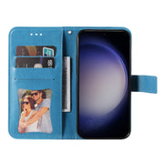 For Samsung Galaxy S25 5G Seven-petal Flowers Embossing Leather Phone Case(Blue)