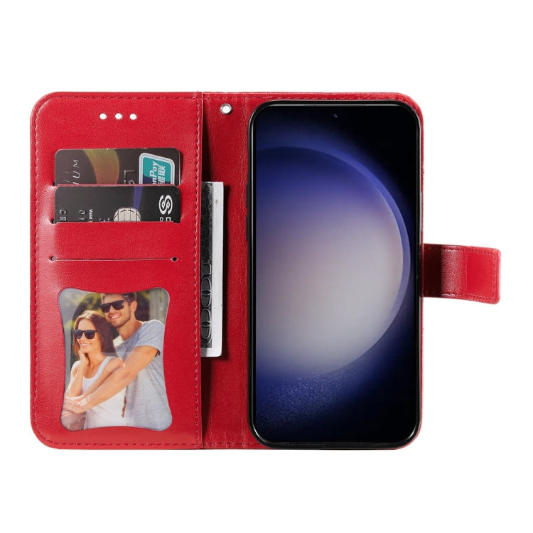 For Samsung Galaxy S25 5G Seven-petal Flowers Embossing Leather Phone Case(Red)