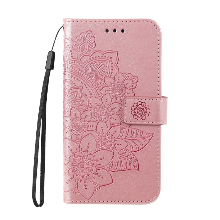 For Samsung Galaxy S25 5G Seven-petal Flowers Embossing Leather Phone Case(Rose Gold)